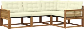vidaXL Conjunto De Sof&aacute;s De Exterior 4 Uds. Natural Y Crema Vidaxl