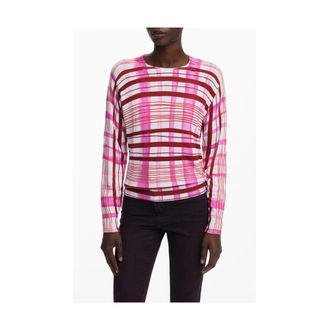Desigual Roze Viscose Trui - Dames - Ronde hals truien - Roze - M - Truien & Vesten
