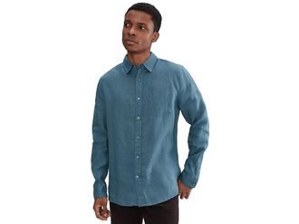 Vince Long Sleeve Shirt Mens Clothing Uniform Blue : XL, Linen