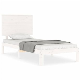 Berkfield Home Bed Frame with Headboard White 100x200 cm Solid Wood