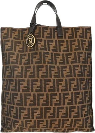 Fendi Pre-owned Tote Bags, female, Brown, Size: ONE SIZE Pre-owned Canvas Tote Bag