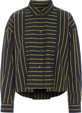 Bitte Kai Rand Overhemden, Dames, Groen, XL, Gestreept Shirt met Plooi aan de Voorkant