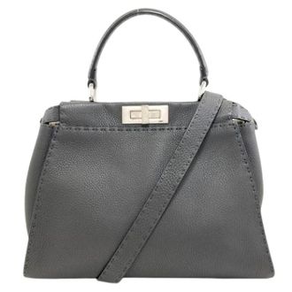 Fendi Pre-owned Vintage Handtas - Dames - Pre-owned - Grijs - Maat: ONE Size Leer