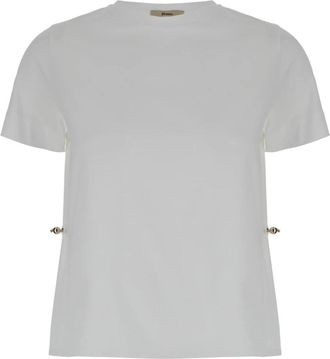 Herno T-shirt van chique katoenen jersey en nieuwe techno-taffeta - Dames - Blouses - Wit - L - Katoen - Overhemden