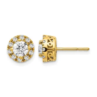 Diamond2Deal 14k Gold 1 ct Lab Grown Diamond Complete Stud Earrings VS Clarity, G-H Color