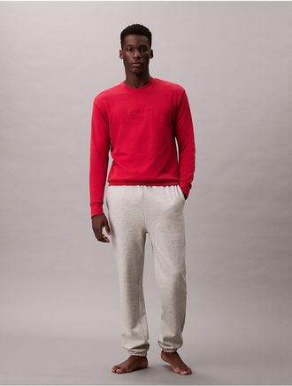 Calvin Klein Mens Terry Lounge Sweatshirt - Red - XL
