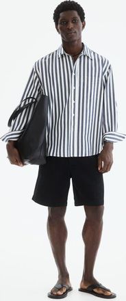 H&M Relaxed Fit Linen-blend Shorts in Black at Nordstrom, Size X-Large