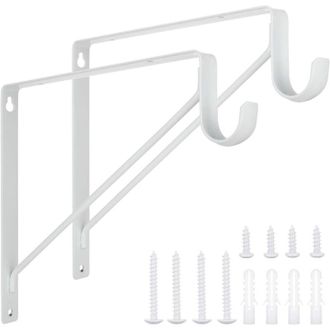 OEM Juego De 2 Soportes Resistentes De Acero Blanco De 28 X 28 X 2,5 Cm Para Barras De Armario, Estantes De Pared Y Soportes Para Barras, Con Tornillos In