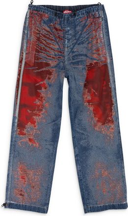 Diesel RED MIXED FABRIC RELAXED JEANS