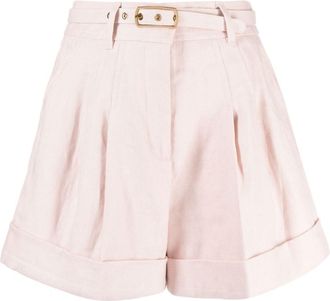 Zimmermann Matchmaker belted linen shorts - women - Linen/Flax/Polyester/Cotton/Viscose/Silk - 1 - Pink