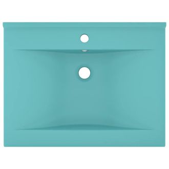 Berkfield Home Luxury Basin with Faucet Hole Matt Light Green 60x46 cm Ceramic in Aqua