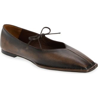 Alohas Sway Square Toe Ballet Flat in Vintage Effect Brown at Nordstrom, Size 10-10.5Us