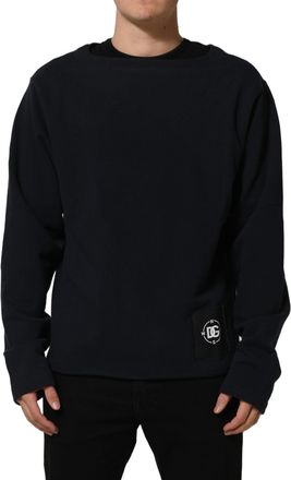 Dolce & Gabbana Mens Dark Blue Logo Cotton Sweatshirt Sweater Clothing