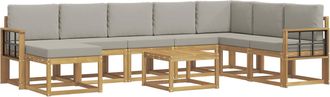 vidaXL Conjunto De Sof&aacute;s De Exterior 9 Uds. Blanco Y Gris Claro Vidaxl