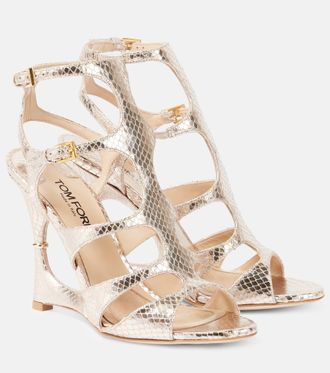 Tom Ford Cage snake-effect leather sandals