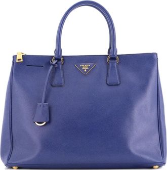 Prada Double Zip Lux Saffiano Leather Large tote bag - Blauw