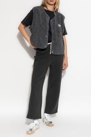 American Vintage Furry Vest With Logo Patch, Womens, Grey
