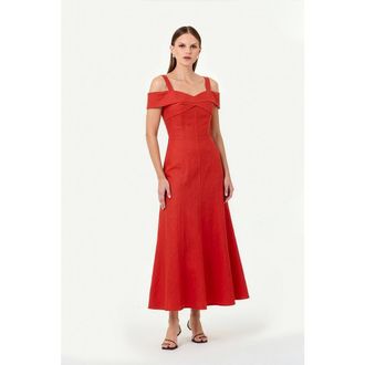 Nicholas Ivana Linen Dress in Tomato at Nordstrom, Size 12