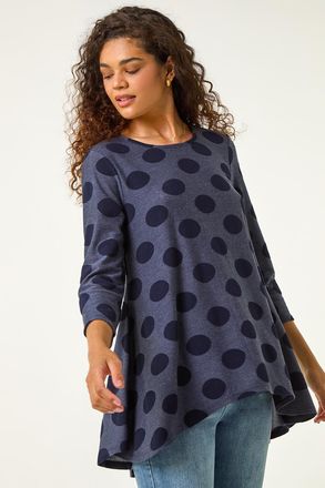 Roman Textured Spot Swing Hem Tunic