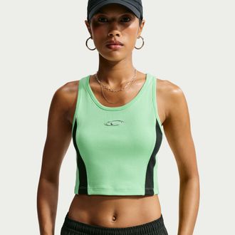 Nike Womens Nike Sportswear Tight Cropped Tank Top in Green | IQ3162-336