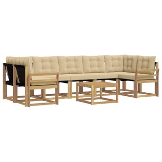 vidaXL Conjunto De Sof&aacute;s De Exterior Con Coj&iacute;n 8 Pcs Y Beige Vidaxl