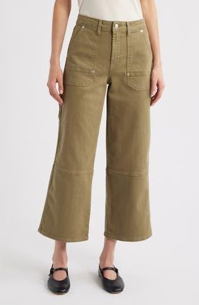 Rails Silverado High Waist Ankle Wide Leg Carpenter Pants in Dark Olive at Nordstrom Rack, Size 29