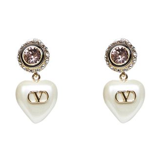 Valentino Garavani Accessoires, Dames, Geel, ONE Size, VLogo Signature Hart Hanger Oorbellen