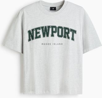 H&M Bedrucktes T-Shirt in Loose Fit - Grau