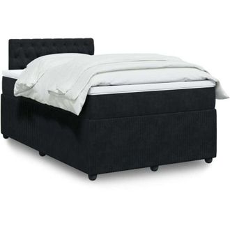 vidaXL Cama Box Spring Con Colch&oacute;n Terciopelo Negro 120x190 Cm Vidaxl