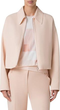 Akris Ander Cotton Double Face Crop Jacket in Seashell at Nordstrom, Size 14