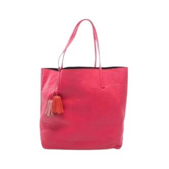 Loewe Pre-owned Tote Bags, female, Pink, Size: ONE SIZE Pre-owned Anagram Leather Tote Bag