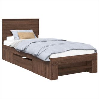 vidaXL Estructura De Cama Con Cabecera Roble Marr&oacute;n 80 X 200 Cm Vidaxl