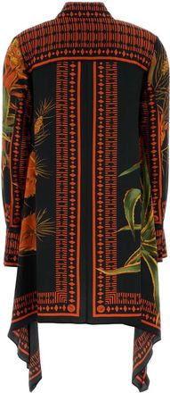 Blumarine Womens Printed Twill Shirt Dress Multiblackorange Exterior: Viscose Abiti