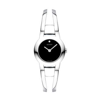 Movado Impresa Quartz Black Museum Dial Ladies Watch 0607720