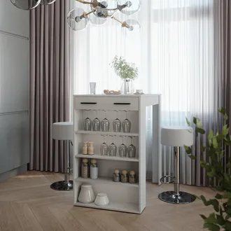 Vicco Tavolo Bar Alto Repose, Bianco/antracite, 67 X 100 Cm Con 2 Sgabelli Da Bar, Vicco