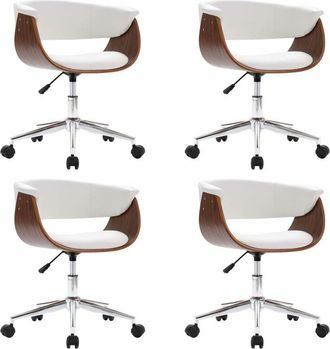vidaXL Sillas De Comedor Giratorias 4 Unidades Cuero Sint&eacute;tico Blanco Vidaxl