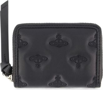 Vivienne Westwood Black Embossed Orb Compact Leather Wallet