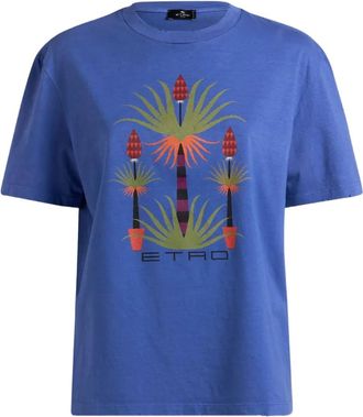 Etro plant-print T-shirt - men - Fabric - XXXL - Blue