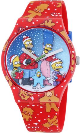 Swatch The Simpsons Collection Wondrous Winter Wonderland Quartz Blue Dial Watch SUOZ361
