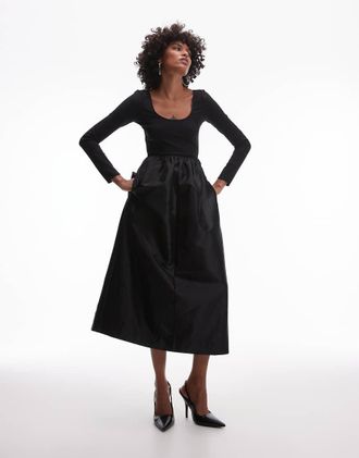 & Other Stories maxi dress with volume skirt in black