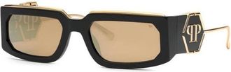 Philipp Plein Authentieke Spp 119M Bril Topkwaliteit - unisex - Zonnebrillen - Zwart - 58 MM - Accessoires