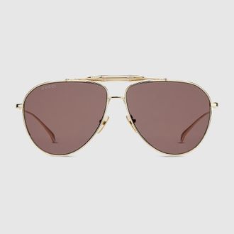 Gucci Pilot Sunglasses, Gold