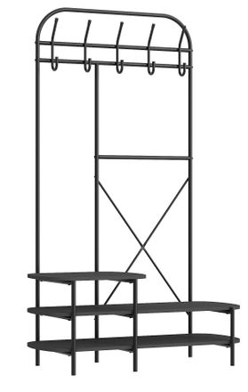 Nordlys Industrial Entryway Wardrobe Coat Rack in Black