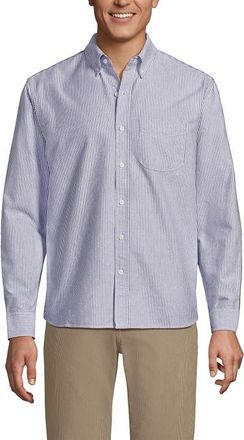 Lands End Traditional Fit Comfort-First Sail Rigger Oxford Shirt in Purple Quartz Stripe at Nordstrom, Size Xx-Large