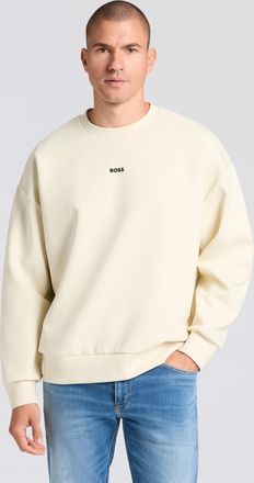 Boss Green by Hugo Boss Sweatshirt BOSS GREEN Stenson, Herren, Gr. XXL, open wei&szlig;131, Sweatware, Obermaterial: 62% Baumwolle, 33% Polyester, 5% Elasthan, unifarben, oversize 