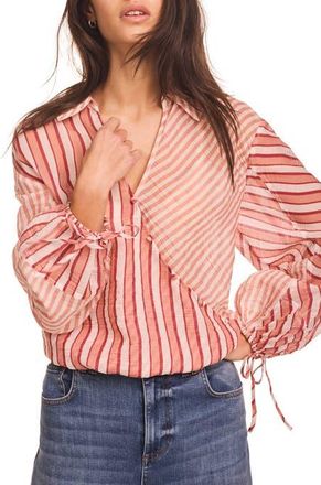 Mint Velvet Striped Wrap Shirt in Orange at Nordstrom, Size X-Large