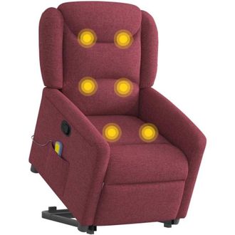 vidaXL Sill&oacute;n Reclinable De Masaje Elevable Tela Rojo Tinto Vidaxl