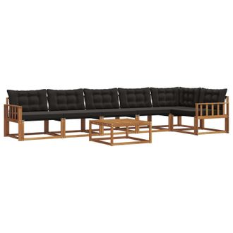 vidaXL Conjunto De Sof&aacute;s De Exterior Con Coj&iacute;n 7 Pcs Natural Y Negro Vidaxl