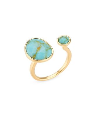 Liv Oliver 18K Plated Turquoise Ring