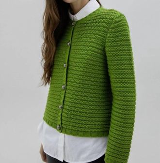 Marble Scotland Textured Long Sleeves Cardigan In Green